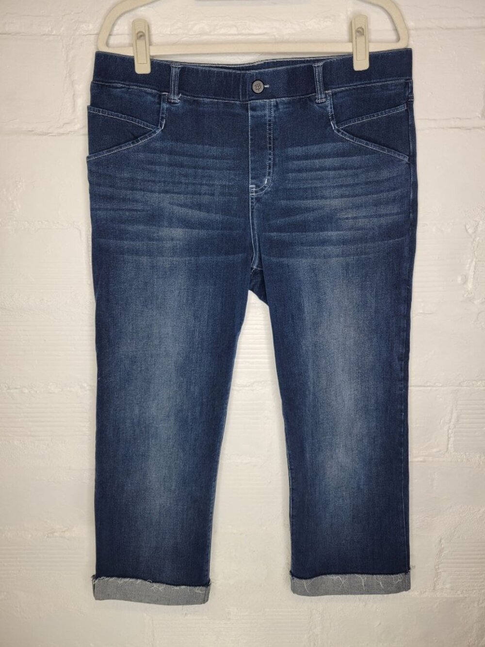 Betabrand Women's XL Jeans Pull On Crop Cuffed